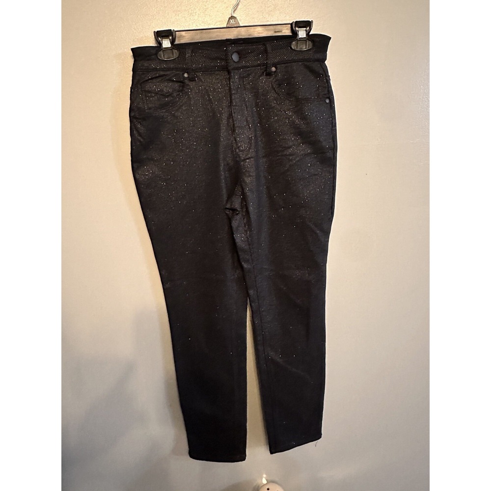 Versona Womens Black Pinstripe Sparkle‎ Pants Size 8